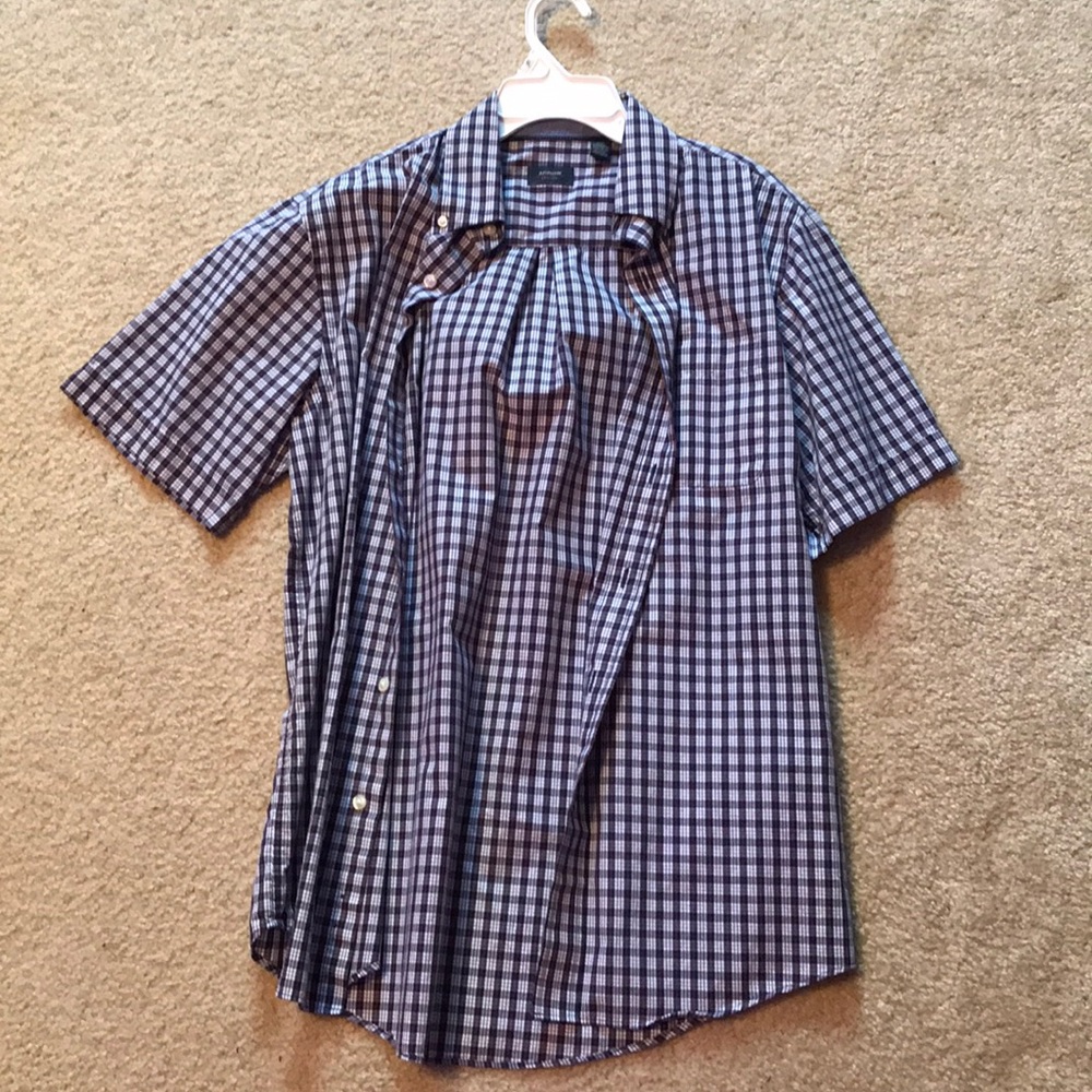 Red white and navy blue dress shirt